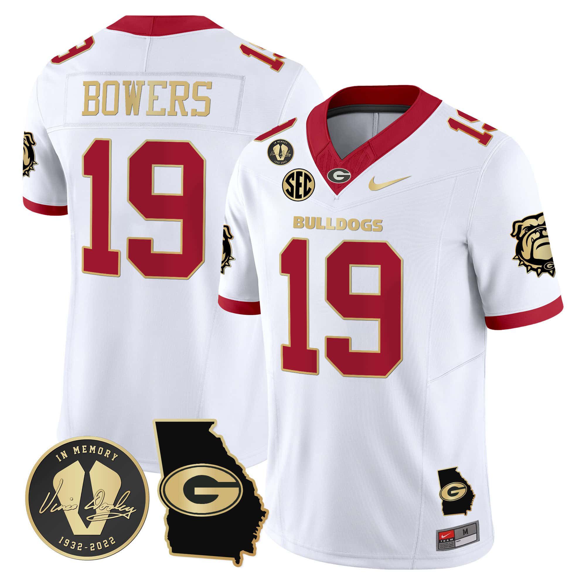 Men Georgia Bulldogs #19 Bowers White 2024 Nike Vapor NCAA Jersey->customized nfl jersey->Custom Jersey